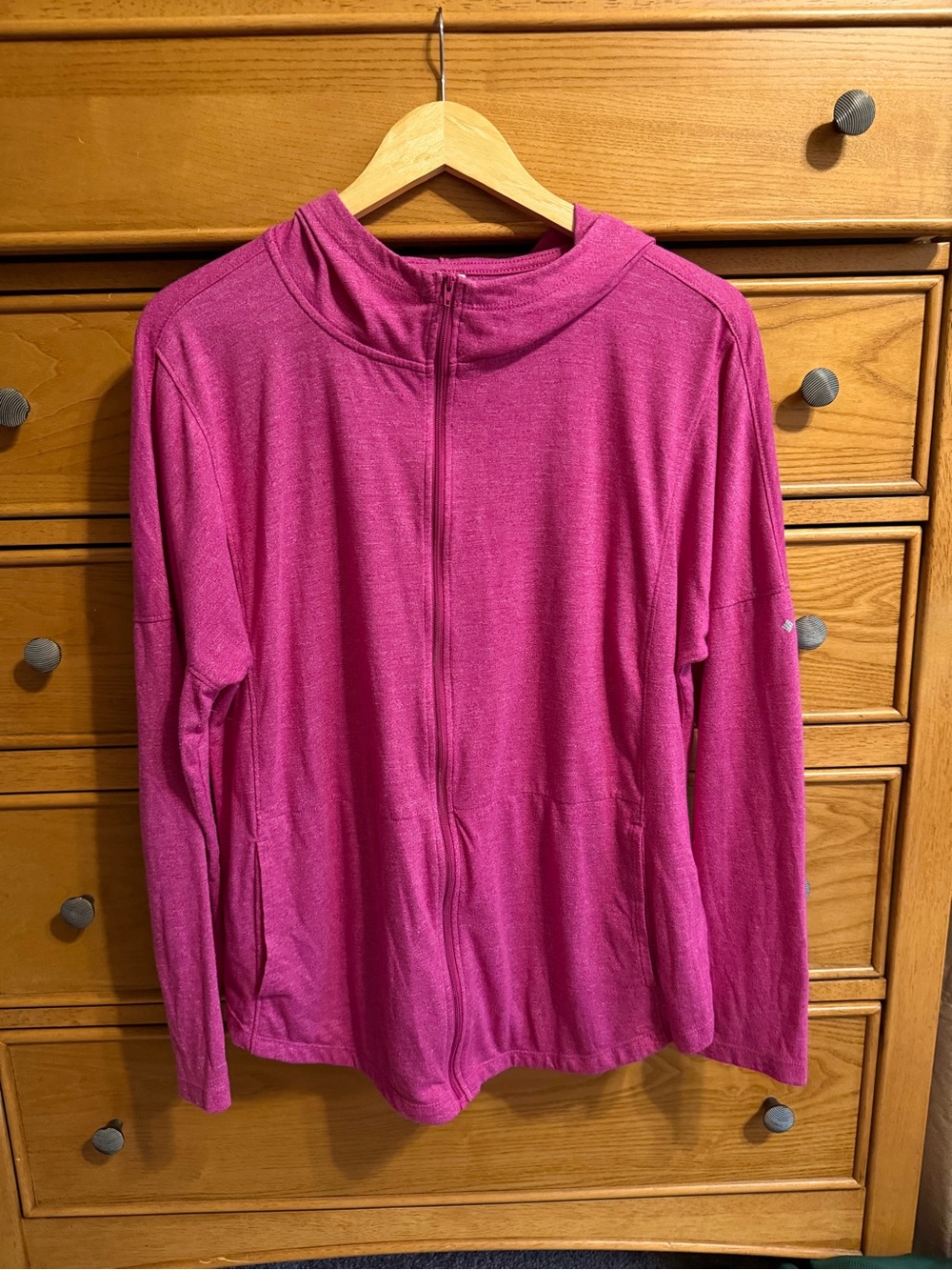 Columbia Hoodie Womens Size XL Pink Heather Full Zip Lightweight Hooded Active